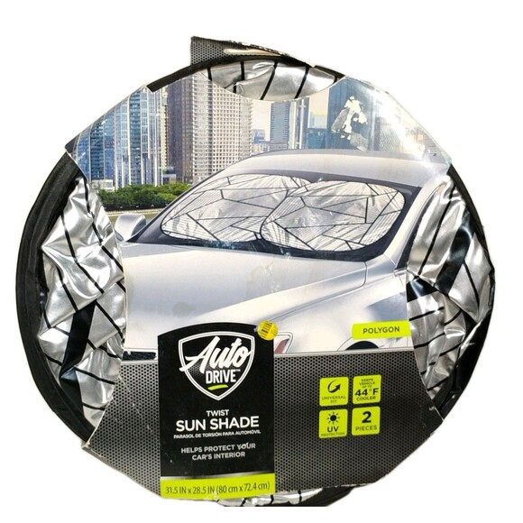 Auto Drive Winshield Car Sunshade Round Polygon Dual Bubble Fold Foldable UV - Picture 1 of 2